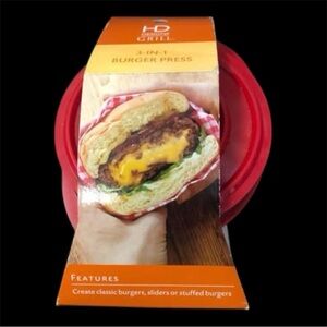 HD Grill Designs 3-in-1 Burger Press Hamburger Press NEW